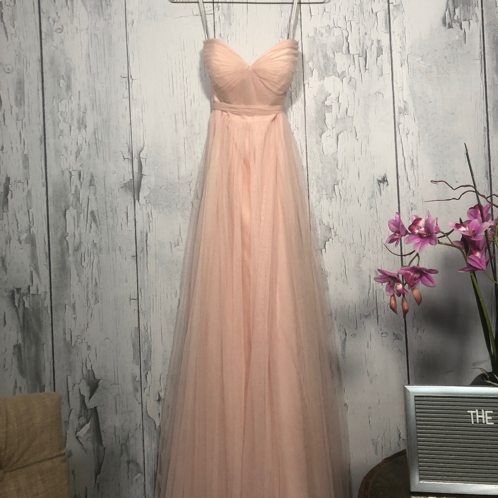 Jenny Yoo Strapless Tulle Gown in Blush Nude - Picture 2 of 8